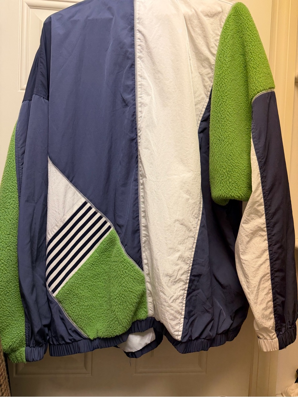 Urban Outfitters Navy, White & Lime Green Colorblock Bomber Jacket